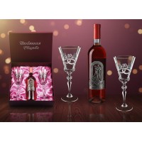 Набор бокалов для вина с местом под бутылку 10 лет свадьбы