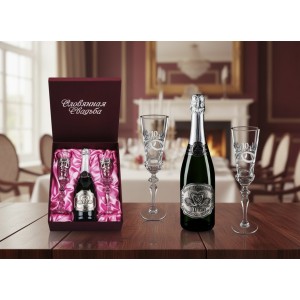 Набор фужеров с местом под бутылку 10 лет свадьбы