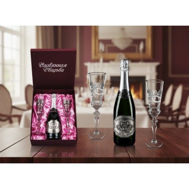 Набор фужеров с местом под бутылку 10 лет свадьбы