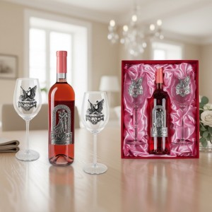 Набор бокалов для вина с местом под бутылку 10 лет вместе