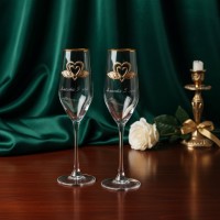 Набор фужеров для шампанского Деревянная свадьба