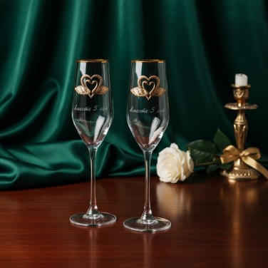 Набор фужеров для шампанского Деревянная свадьба