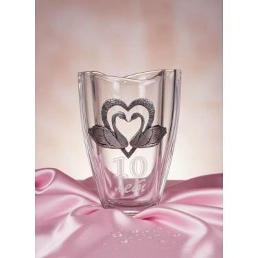 Стеклянная ваза Оловянная свадьба (малая)