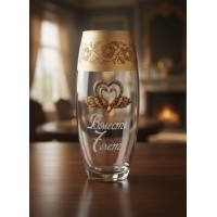 Стеклянная ваза Медная свадьба