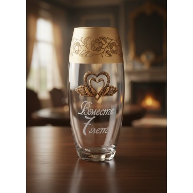 Стеклянная ваза Медная свадьба