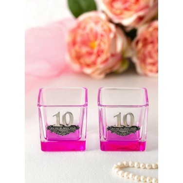 Набор розовых подсвечников 10 лет вместе