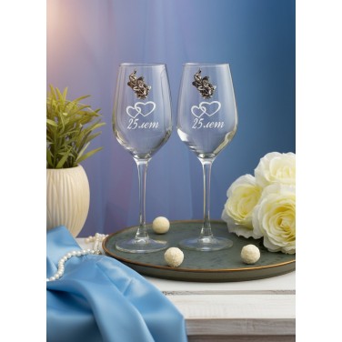 Набор бокалов для вина Серебряная свадьба