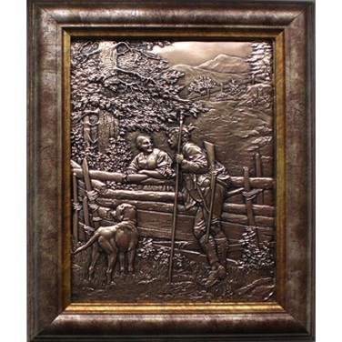 Картина из металла Охотник с собакой