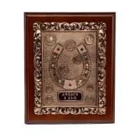 Деревянное панно Подкова (из монет с золочением) Деревянное панно Подкова (из монет с золочением)