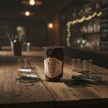 Стакан гранёный Кто я такой, чтобы не пить? (натуральная кожа)