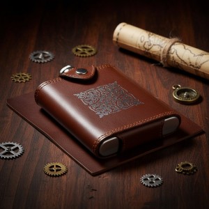 Фляга походная Восток (из натуральной кожи)