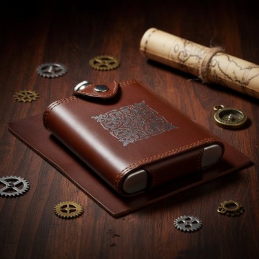 Фляга походная Восток (из натуральной кожи)