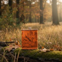 Фляга походная Охота на птиц (из натуральной кожи)