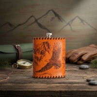 Фляга походная Парящий орёл (из натуральной кожи)