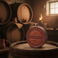Фляга круглая Самогон (натуральная кожа)