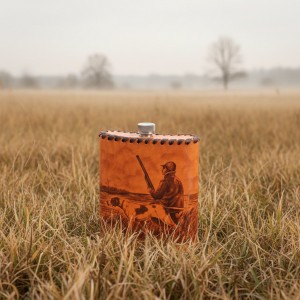 Фляга походная Вечерняя охота (из натуральной кожи)