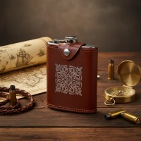 Походная фляга Турист (из натуральной кожи)