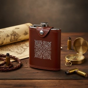 Походная фляга Турист (из натуральной кожи)