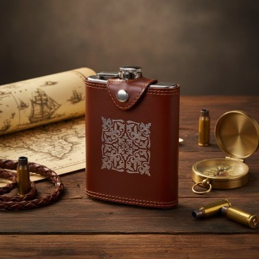 Походная фляга Турист (из натуральной кожи)