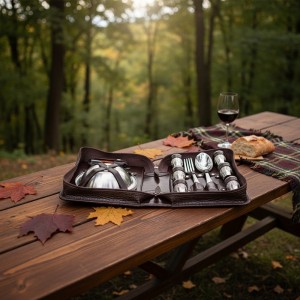 Дорожный набор Макси из натуральной кожи (на 6 персон)