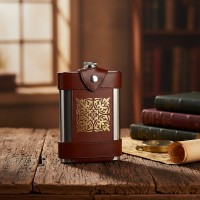 Походная фляга Воевода (из натуральной кожи)