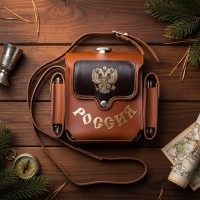 Фляга походная Россия (с ножом и штопором)