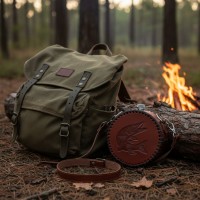 Фляга круглая Рыбацкая (натуральная кожа)