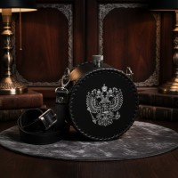 Фляга круглая Комендант (натуральная кожа)