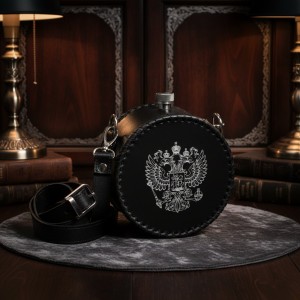 Фляга круглая Комендант (натуральная кожа)