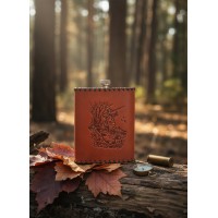 Фляга походная Охота на уток (из натуральной кожи)