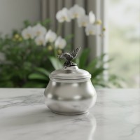 Сахарница медная Танец бабочки (посеребренная)