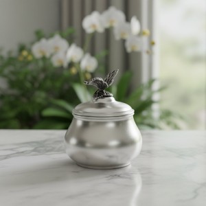 Сахарница медная Танец бабочки (посеребренная)