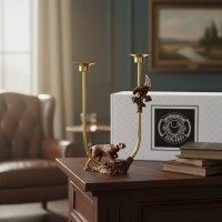 Подсвечник Собака и фазан (с чернением)