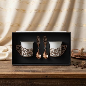 Кофейный набор Ажурный лист (с чернением)
