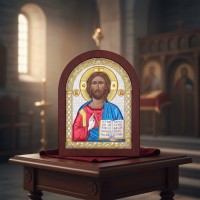 Икона Христос Спаситель (посеребренная)