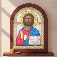 Икона Спаситель (посеребренная)